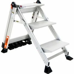 Little Giant® Jumbo Step Aluminum Ladder - 375 lb. Capacity, 3 Step - 11903 7 Little Giant® Jumbo Step Aluminum Ladder - 375 lb. Capacity, 3 Step - 11903 -Ladders Sales Store 11903 JumboStep M3 HandrailDown