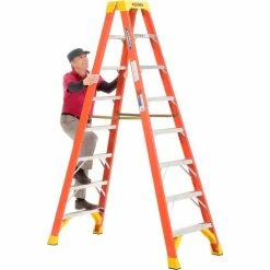 Werner 8' Dual Access Fiberglass Step Ladder 300 lb. Cap - T6208 18 Werner 8' Dual Access Fiberglass Step Ladder 300 lb. Cap - T6208 -Ladders Sales Store 207678 02