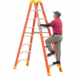 Werner 8' Dual Access Fiberglass Step Ladder 300 lb. Cap - T6208 25 Werner 8' Dual Access Fiberglass Step Ladder 300 lb. Cap - T6208 -Ladders Sales Store 207678 09