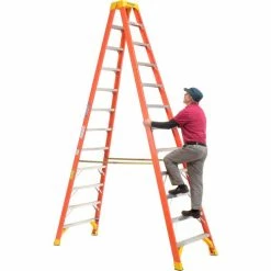 Werner 12' Dual Access Fiberglass Step Ladder 300 lb. Cap - T6212 -Ladders Sales Store 207680 02