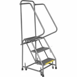 Ballymore Perforated 16"W 3 Step Steel Rolling Ladder 21"D Top Step - H31820P