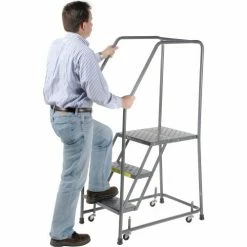 Ballymore Perforated 16"W 3 Step Steel Rolling Ladder 21"D Top Step - H31820P -Ladders Sales Store 237325 04