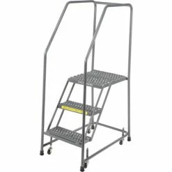 Ballymore Grip 16"W 3 Step Steel Rolling Ladder 21"D Top Step - H31820G