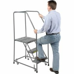 Ballymore Grip 16"W 3 Step Steel Rolling Ladder 21"D Top Step - H31820G -Ladders Sales Store 237326 04