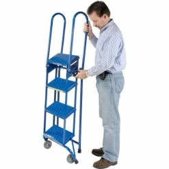 Ballymore 4 Step Lock-N-Stock Folding Rolling Ladder, 350 Lb. Capacity -Ladders Sales Store 253808 11
