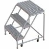 Tri-Arc 3 Step Aluminum Rolling Ladder, 16"W Grip Step, W/O Handrails - WLAR003165 -Ladders Sales Store 30039064