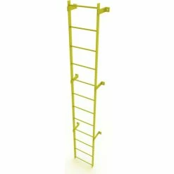Tri-Arc 12 Step Steel Standard Uncaged Fixed Access Ladder, Yellow - WLFS0112-Y
