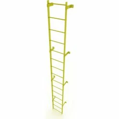 Tri-Arc 15 Step Steel Standard Uncaged Fixed Access Ladder, Yellow - WLFS0115-Y