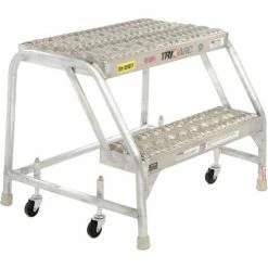 Tri-Arc 2 Step Aluminum Rolling Ladder, 24"W Grip Step, W/O Handrails - WLAR002245 -Ladders Sales Store 300923 03