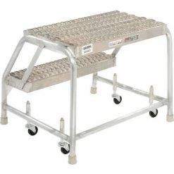 Tri-Arc 2 Step Aluminum Rolling Ladder, 24"W Grip Step, W/O Handrails - WLAR002245 -Ladders Sales Store 300923 04