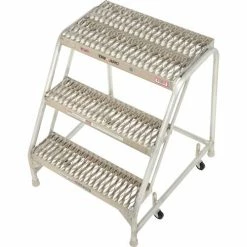 Tri-Arc 3 Step Aluminum Rolling Ladder, 24"W Grip Step, W/O Handrails - WLAR003245 -Ladders Sales Store 300924 02
