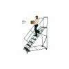 Ballymore 4 Step 16"W Steel Safety Angle Rolling Ladder W/ Handrails - Grip Tread - SW424G