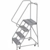 Tri-Arc 4 Step Aluminum Rolling Ladder, 24"W Ribbed Step, 30" Handrails - WLAR104244 2 Tri-Arc 4 Step Aluminum Rolling Ladder, 24"W Ribbed Step, 30" Handrails - WLAR104244 -Ladders Sales Store 30110500
