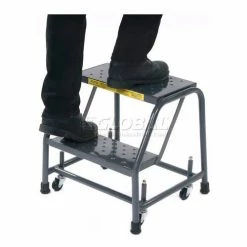 Ballymore Perforated 16"W 2 Step Steel Rolling Ladder 10"D Top Step - 218P -Ladders Sales Store 607321 11