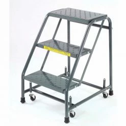 Ballymore Perforated 16"W 3 Step Steel Rolling Ladder 10"D Top Step - 318P