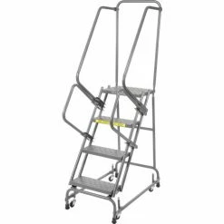 Ballymore Perforated 16"W 4 Step Steel Rolling Ladder 21"D Top Step - FSH41821P