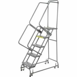 Ballymore Perforated 24"W 5 Step Steel Rolling Ladder 14"D Top Step - FSH526P