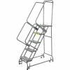 Ballymore Perforated 16"W 5 Step Steel Rolling Ladder 14"D Top Step - FSH518P