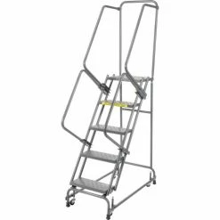 Ballymore Perforated 24"W 5 Step Steel Rolling Ladder 14"D Top Step - FSH526P -Ladders Sales Store 607324 02 1