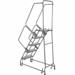 Ballymore Perforated 24"W 5 Step Steel Rolling Ladder 14"D Top Step - FSH526P -Ladders Sales Store 607324 03 1
