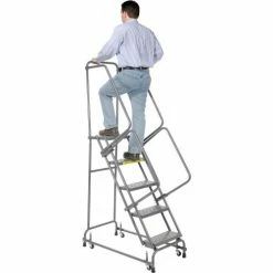 Ballymore Perforated 24"W 5 Step Steel Rolling Ladder 14"D Top Step - FSH526P -Ladders Sales Store 607324 05 1