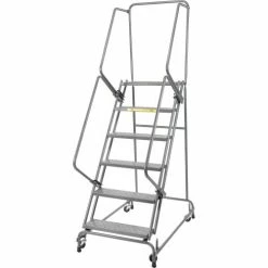 Ballymore Perforated 24"W 6 Step Steel Rolling Ladder 14"D Top Step- Lock Style A - FSH626P