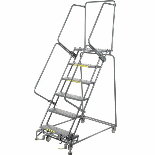 Ballymore Perforated 24"W 6 Step Steel Rolling Ladder 14"D Top Step- Lock Style B - FS063014 3 Ballymore Perforated 24"W 6 Step Steel Rolling Ladder 14"D Top Step- Lock Style B - FS063014