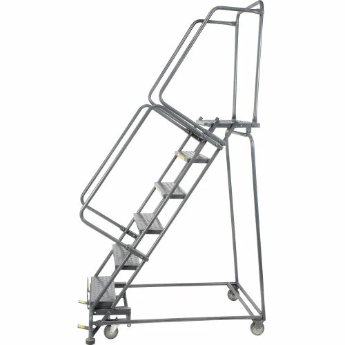 Ballymore Perforated 24"W 6 Step Steel Rolling Ladder 14"D Top Step- Lock Style B - FS063014 4 Ballymore Perforated 24"W 6 Step Steel Rolling Ladder 14"D Top Step- Lock Style B - FS063014 - Image 2