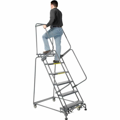 Ballymore Perforated 24"W 6 Step Steel Rolling Ladder 14"D Top Step- Lock Style B - FS063014 8 Ballymore Perforated 24"W 6 Step Steel Rolling Ladder 14"D Top Step- Lock Style B - FS063014 - Image 6