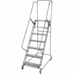 Ballymore Perforated 24"W 7 Step Steel Rolling Ladder 14"D Top Step- Lock Style A - FSH726P -Ladders Sales Store 607330 02 1