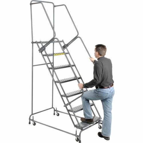 Ballymore Perforated 16"W 7 Step Steel Rolling Ladder 14"D Top Step - FSH718P 7 Ballymore Perforated 16"W 7 Step Steel Rolling Ladder 14"D Top Step - FSH718P - Image 5