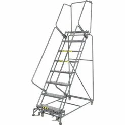 Ballymore Perforated 24"W 8 Step Steel Rolling Ladder 14"D Top Step - FS083214P