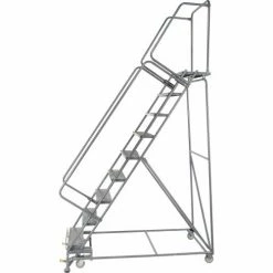 Ballymore Perforated 24"W 9 Step Steel Rolling Ladder 14"D Top Step - FS093214P -Ladders Sales Store 607333 01