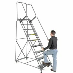 Ballymore Perforated 24"W 9 Step Steel Rolling Ladder 14"D Top Step - FS093214P -Ladders Sales Store 607333 04