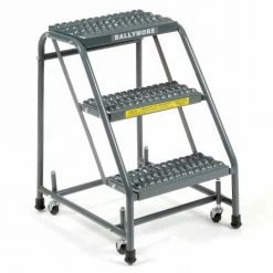 Ballymore Grip 16"W 3 Step Steel Rolling Ladder 20"D Top Step - 31820GSU
