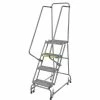Ballymore Grip 16"W 4 Step Steel Rolling Ladder 14"D Top Step - FSH418G