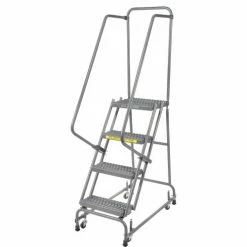 Ballymore Grip 16"W 4 Step Steel Rolling Ladder 14"D Top Step - FSH418G