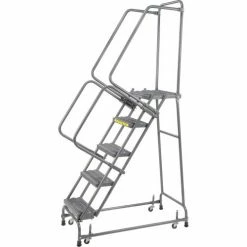 Ballymore Grip 16"W 5 Step Steel Rolling Ladder 14"D Top Step - FSH518G -Ladders Sales Store 607344 01 1