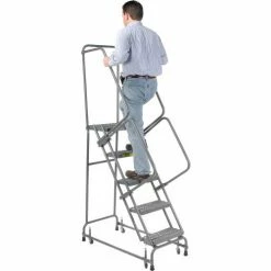 Ballymore Grip 16"W 5 Step Steel Rolling Ladder 14"D Top Step - FSH518G -Ladders Sales Store 607344 05 1