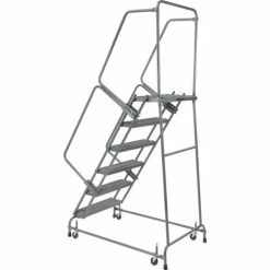 Ballymore Grip 16"W 6 Step Steel Rolling Ladder 14"D Top Step - FSH618G -Ladders Sales Store 607347 03 1