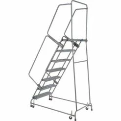 Ballymore Grip 16"W 7 Step Steel Rolling Ladder 14"D Top Step - FSH718-G -Ladders Sales Store 607350 1