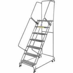 Ballymore Grip 24"W 7 Step Steel Rolling Ladder 14"D Top Step- Lock Type A - FSH726-G
