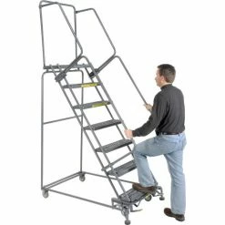 Ballymore Grip 24"W 7 Step Steel Rolling Ladder 14"D Top Step- Lock Type B - FS073014G -Ladders Sales Store 607351 04