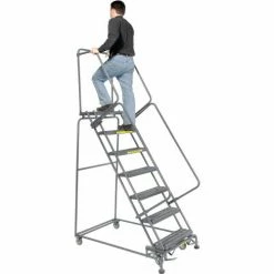 Ballymore Grip 24"W 7 Step Steel Rolling Ladder 14"D Top Step- Lock Type B - FS073014G -Ladders Sales Store 607351 05