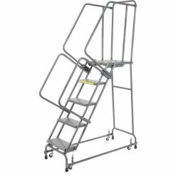Ballymore Perforated 24"W 5 Step Steel Rolling Ladder 21"D Top Step - FSH52621P