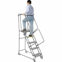 Ballymore Perforated 16"W 5 Step Steel Rolling Ladder 21"D Top Step - FSH51821P -Ladders Sales Store 607364 05