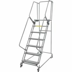 Ballymore 7-Step Steel Rolling Ladder With Perforated Tread, 32"W x 63"D