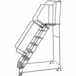 Ballymore 7-Step Steel Rolling Ladder With Perforated Tread, 32"W x 63"D -Ladders Sales Store 607370 03