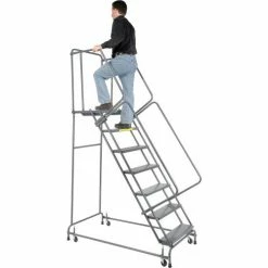 Ballymore Perforated 16"W 7 Step Steel Rolling Ladder 21"D Top Step - FSH71821P 23 Ballymore Perforated 16"W 7 Step Steel Rolling Ladder 21"D Top Step - FSH71821P -Ladders Sales Store 607370 05 1