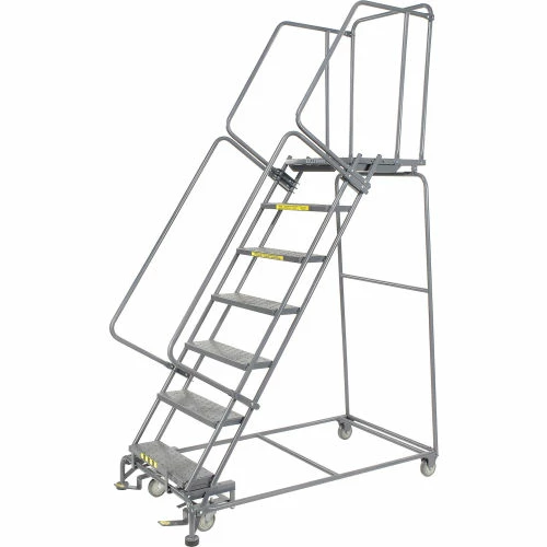 Ballymore Perforated 24"W 7 Step Steel Rolling Ladder 21"D Top Step- Lock Type B - FS073021P 4 Ballymore Perforated 24"W 7 Step Steel Rolling Ladder 21"D Top Step- Lock Type B - FS073021P - Image 2